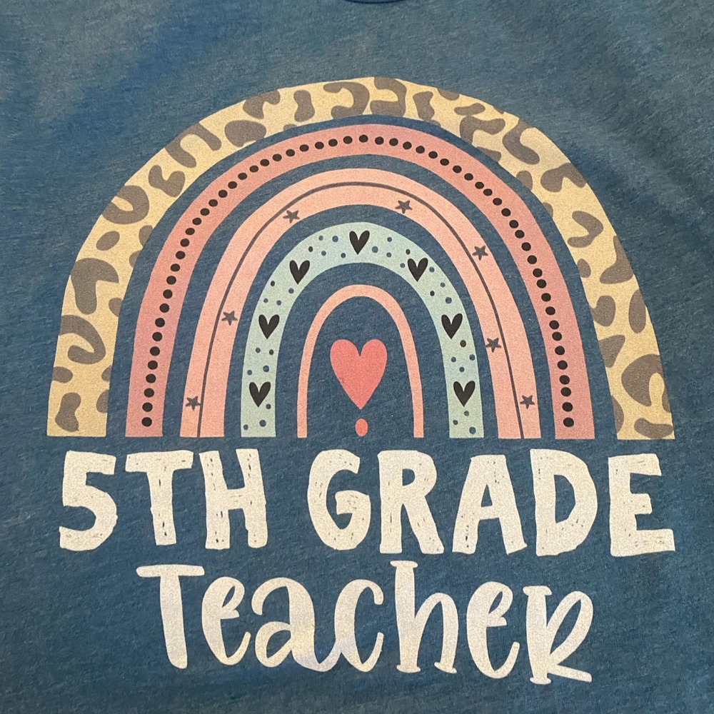 5th grade teacher short sleeve crew neck t-shirt
